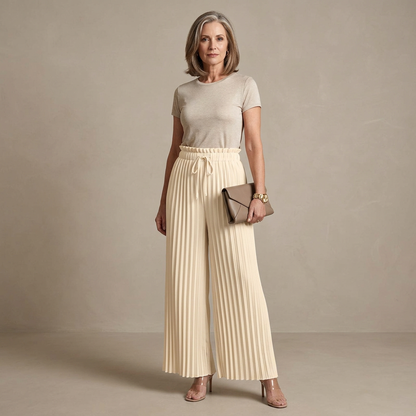 Olimpia Bertacchi™ Flattering Wide-Leg Pants with Adjustable Drawstring