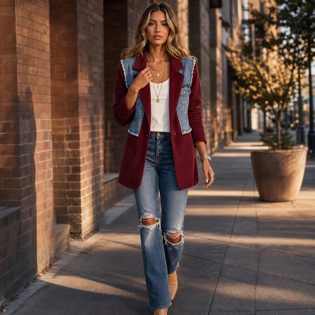 Olinda Ancona™ Textured Raw-Hem Layering Blazer