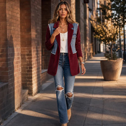 Olinda Ancona™ Textured Raw-Hem Layering Blazer