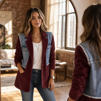 Olinda Ancona™ Textured Raw-Hem Layering Blazer