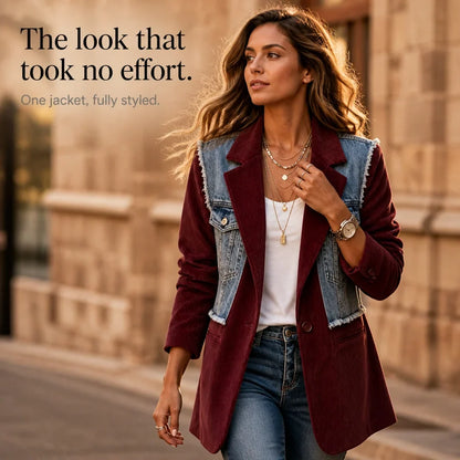 Olinda Ancona™ Textured Raw-Hem Layering Blazer