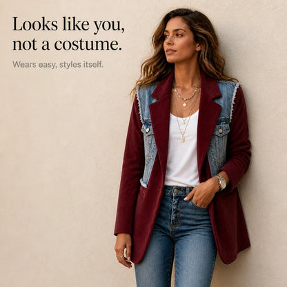 Olinda Ancona™ Textured Raw-Hem Layering Blazer