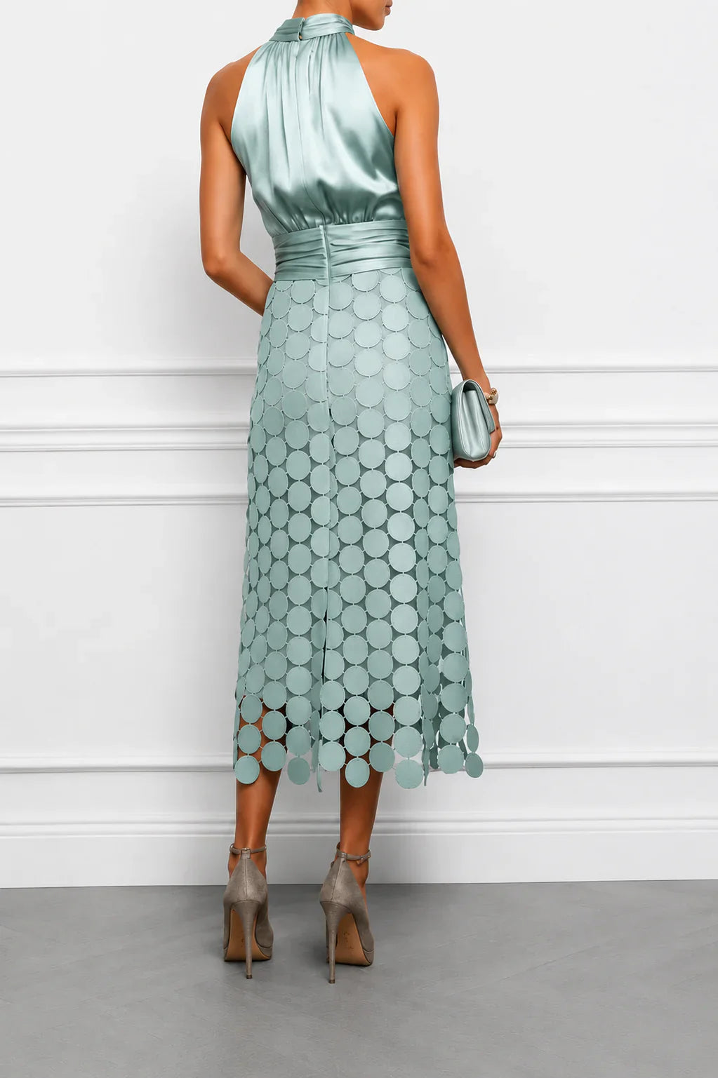 Orsola Truffi™ Flattering Halter Midi Dress for Effortless Elegance