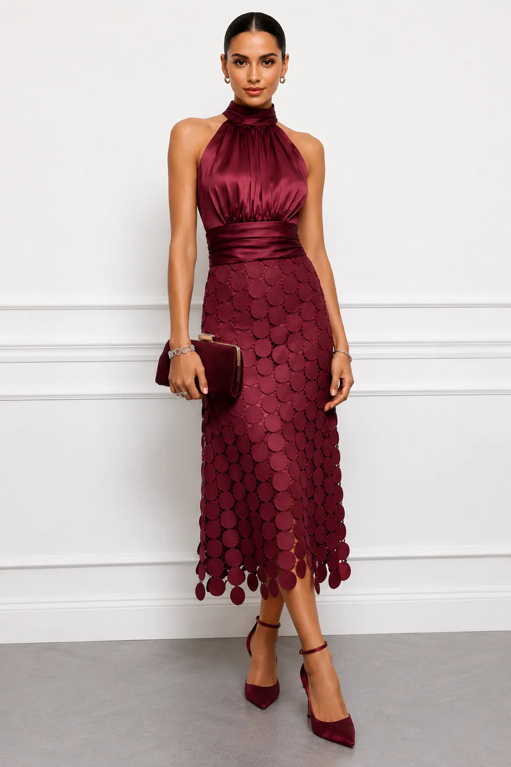 Orsola Truffi™ Flattering Halter Midi Dress for Effortless Elegance