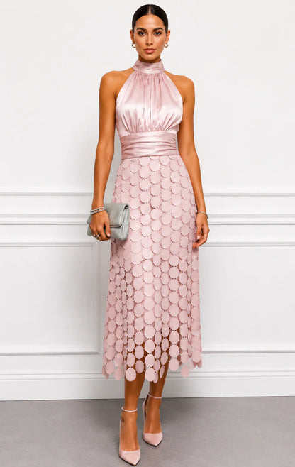 Orsola Truffi™ Flattering Halter Midi Dress for Effortless Elegance