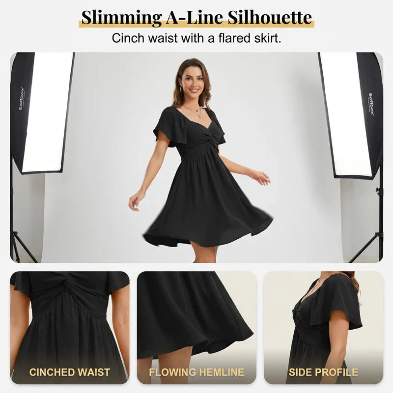 Paola Peretti™ Flattering Open Back Dress with Bow Detail