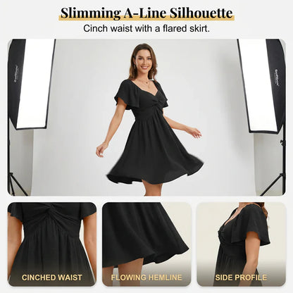 Paola Peretti™ Flattering Open Back Dress with Bow Detail