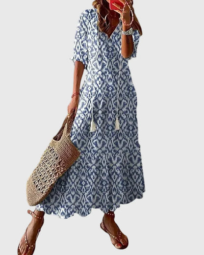 Paola Salmi™ Flowy V-Neck Dress for Effortless Summer Style