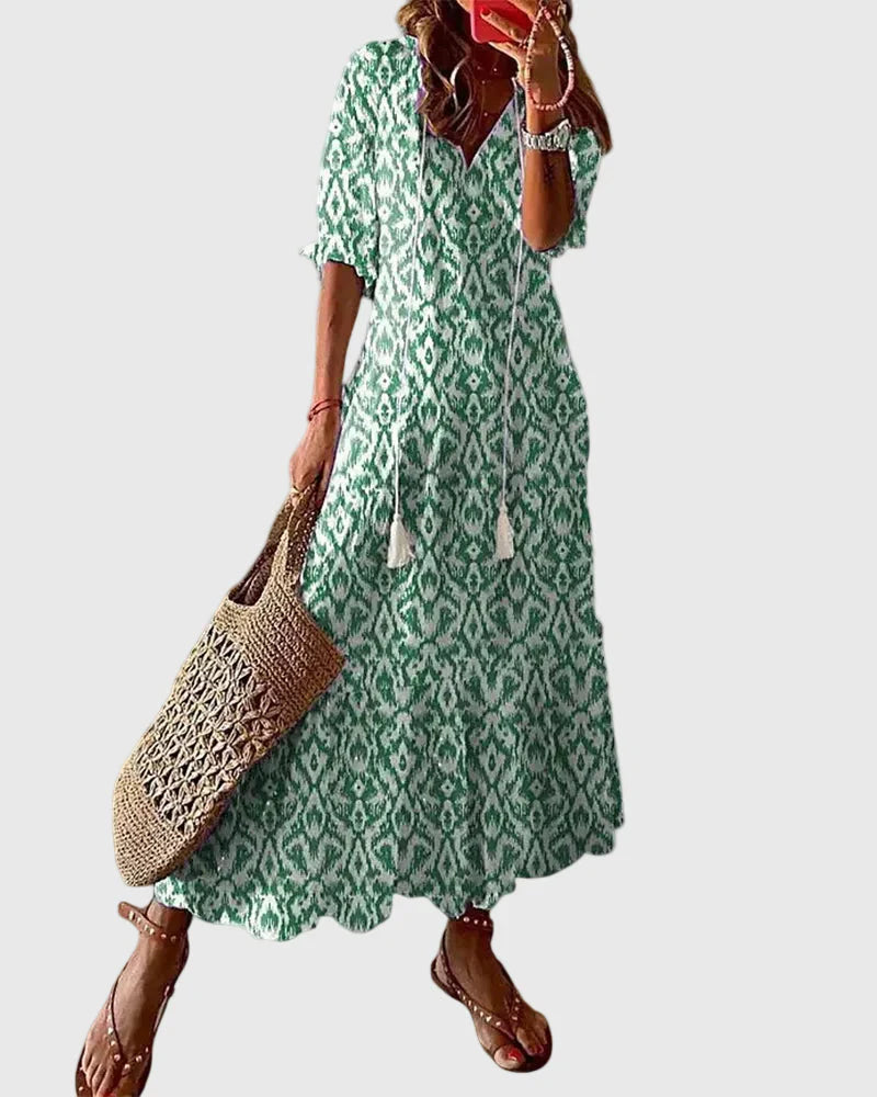 Paola Salmi™ Flowy V-Neck Dress for Effortless Summer Style