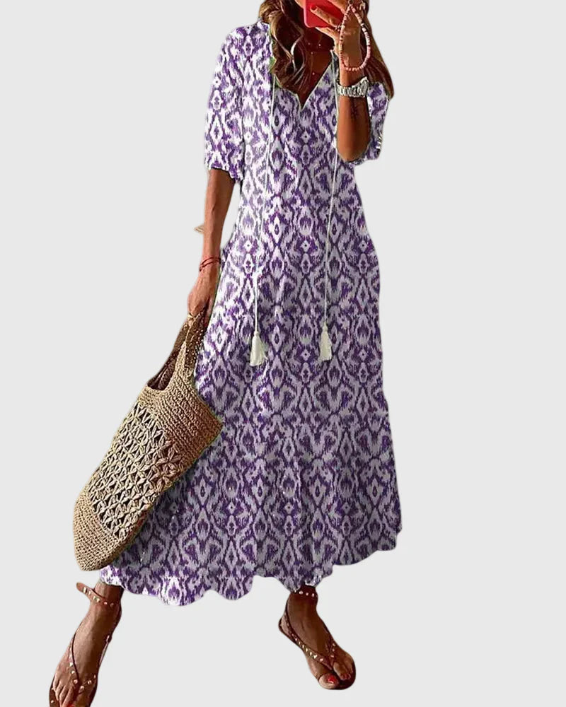 Paola Salmi™ Flowy V-Neck Dress for Effortless Summer Style