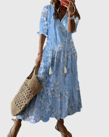 Paola Salmi™ Flowy V-Neck Dress for Effortless Summer Style