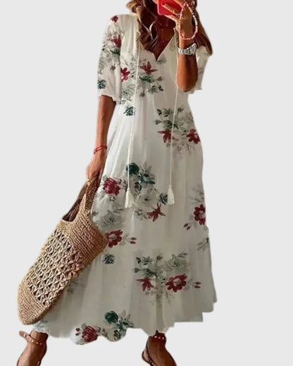 Paola Salmi™ Flowy V-Neck Dress for Effortless Summer Style