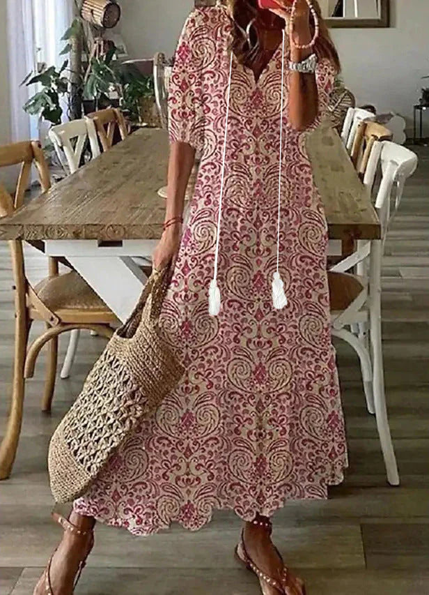 Paola Salmi™ Flowy V-Neck Dress for Effortless Summer Style