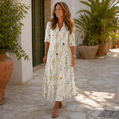 Paola Salmi™ Flowy V-Neck Dress for Effortless Summer Style