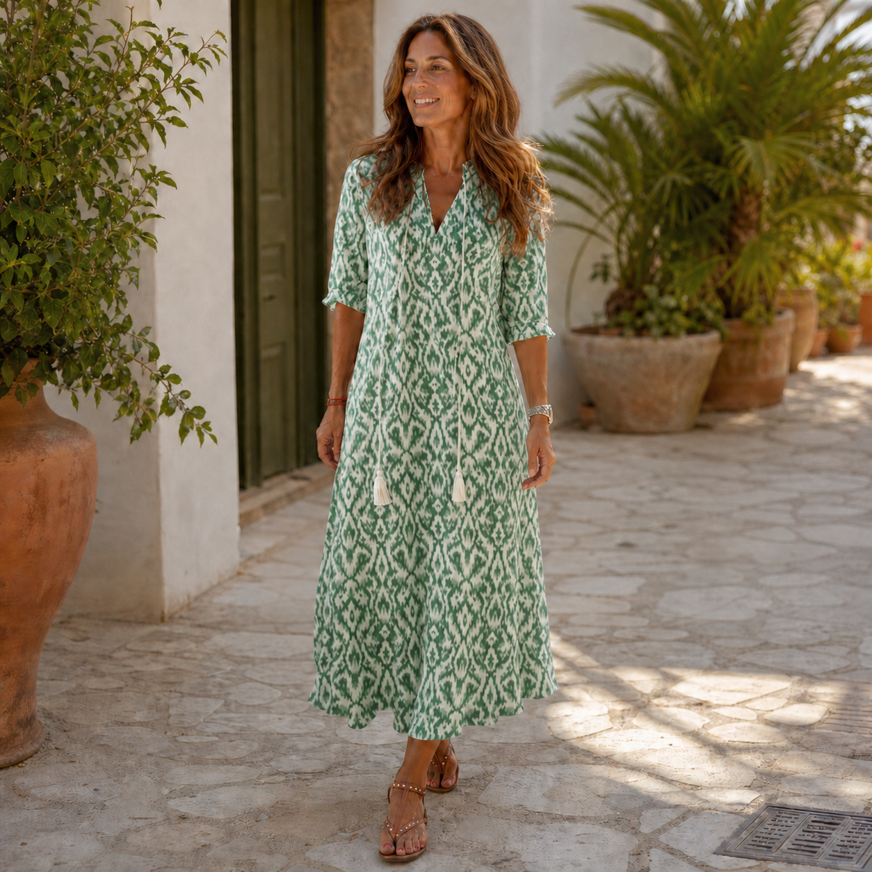 Paola Salmi™ Flowy V-Neck Dress for Effortless Summer Style