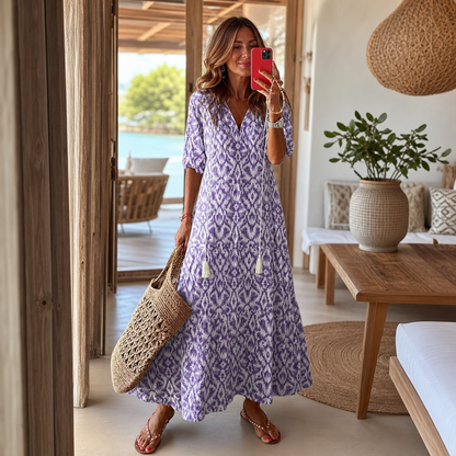 Paola Salmi™ Flowy V-Neck Dress for Effortless Summer Style