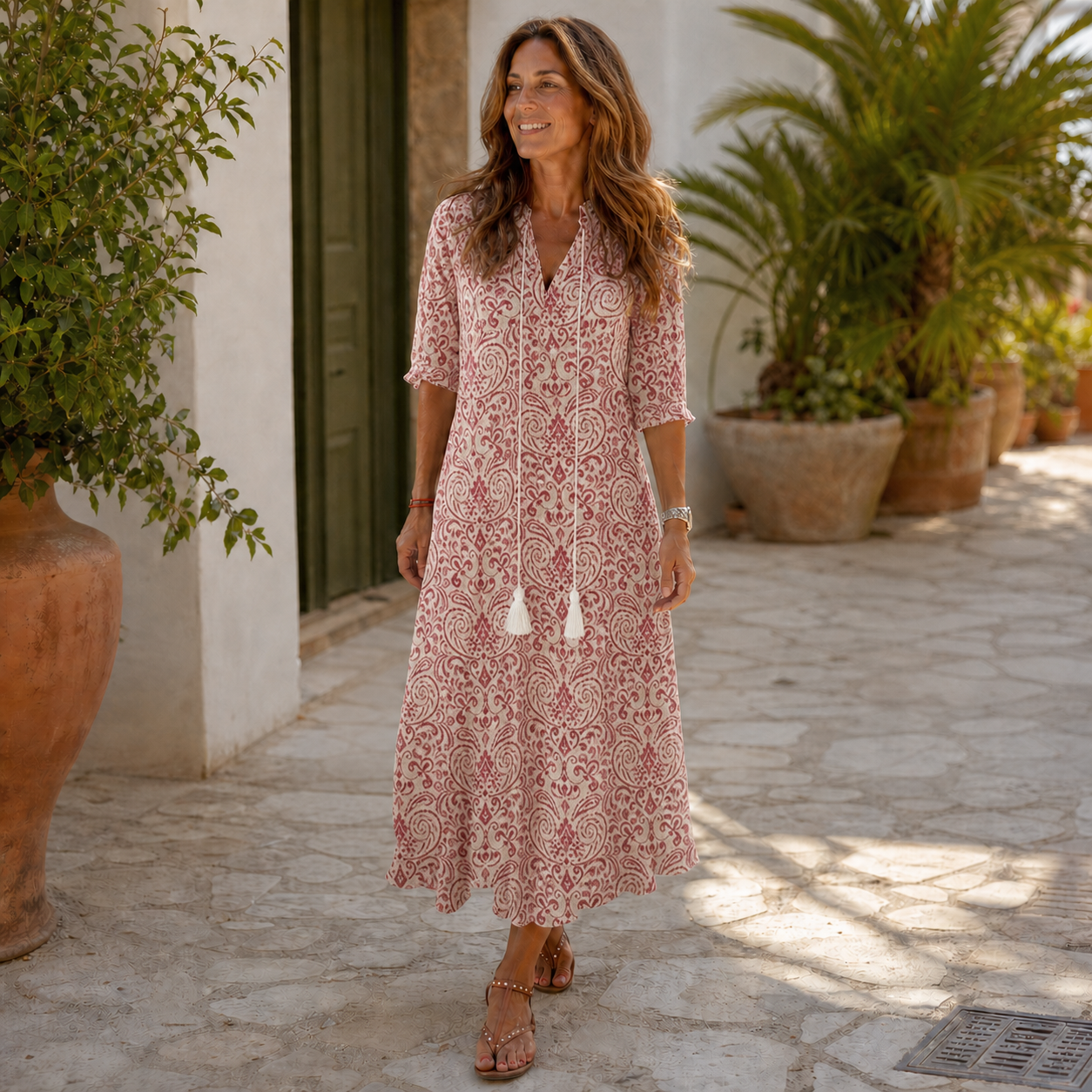 Paola Salmi™ Flowy V-Neck Dress for Effortless Summer Style