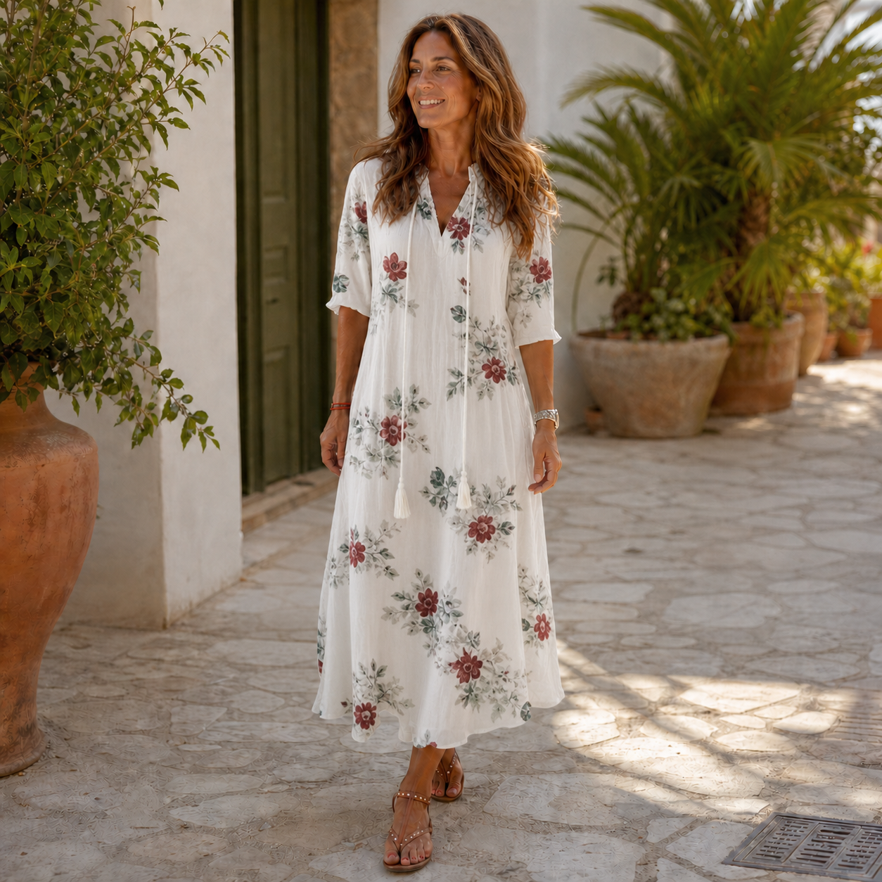 Paola Salmi™ Flowy V-Neck Dress for Effortless Summer Style