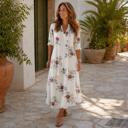 Paola Salmi™ Flowy V-Neck Dress for Effortless Summer Style