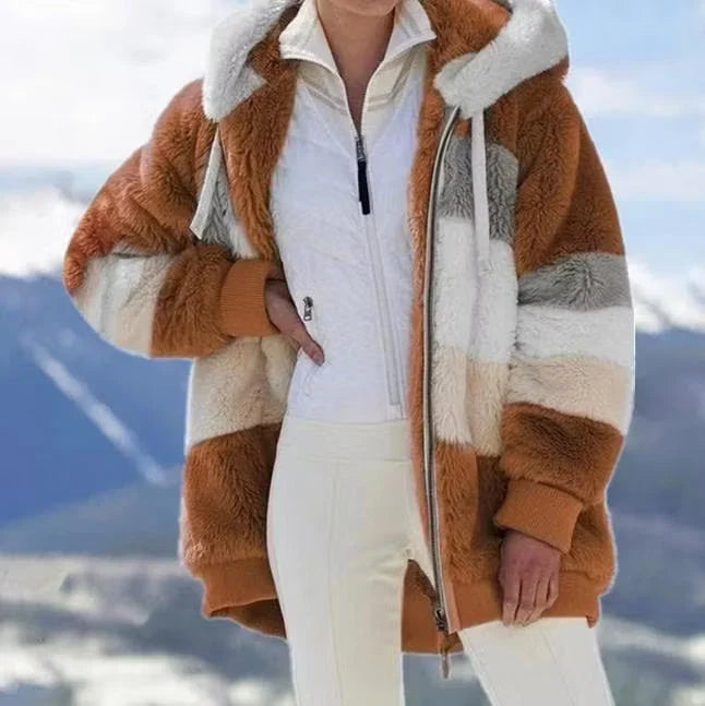 Pasqualina Ruelle Plush Oversized Hooded Teddy Coat - main front product view