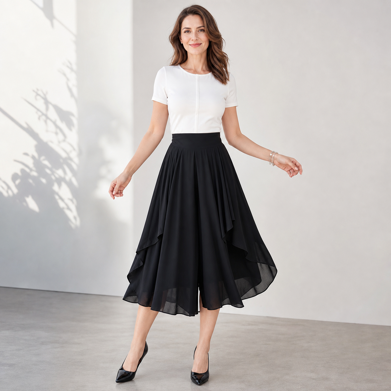 Patrizia Curci™ High Waist Chiffon Trousers for Effortless Elegance