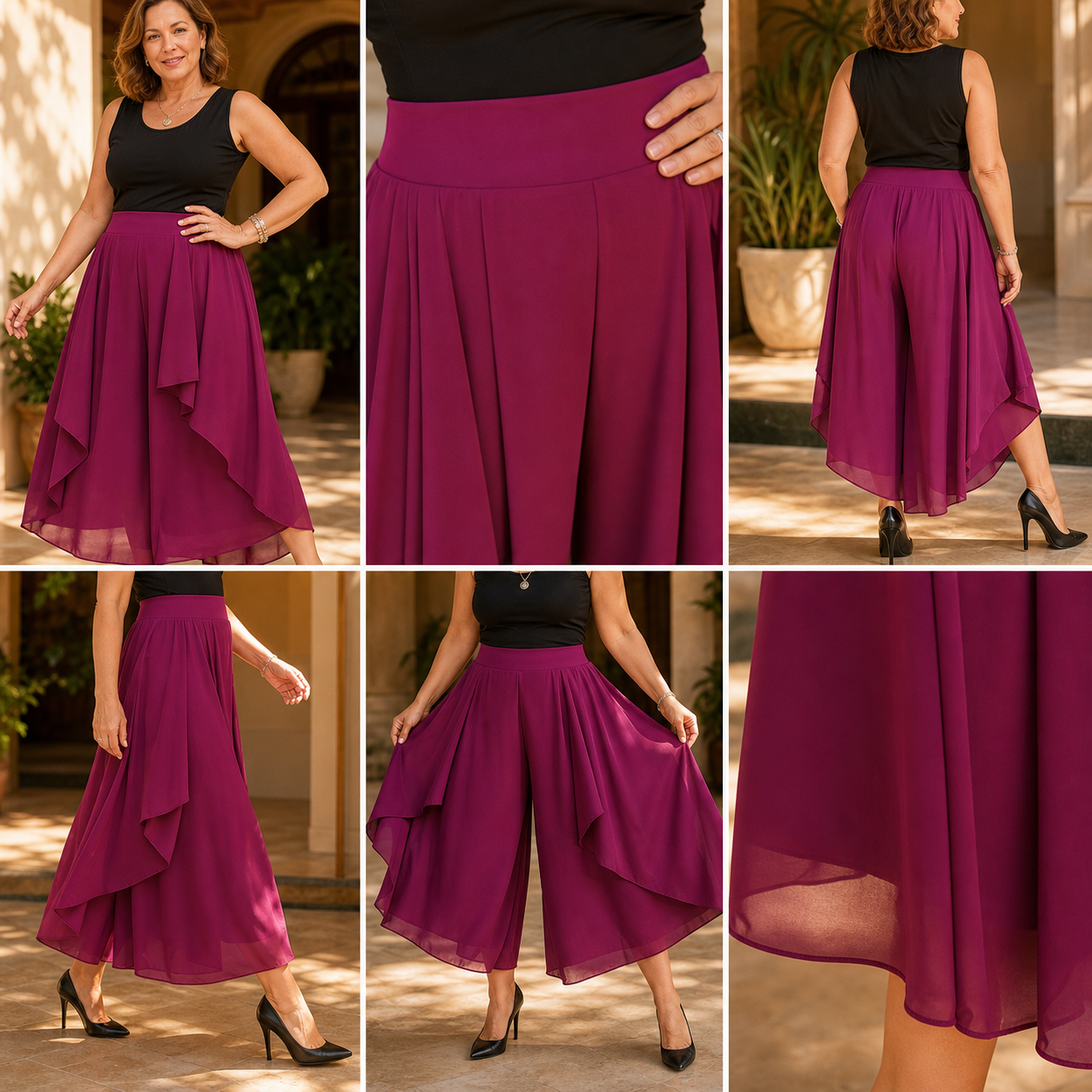 Patrizia Curci™ High Waist Chiffon Trousers for Effortless Elegance