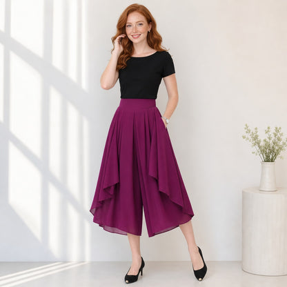 Patrizia Curci™ High Waist Chiffon Trousers for Effortless Elegance