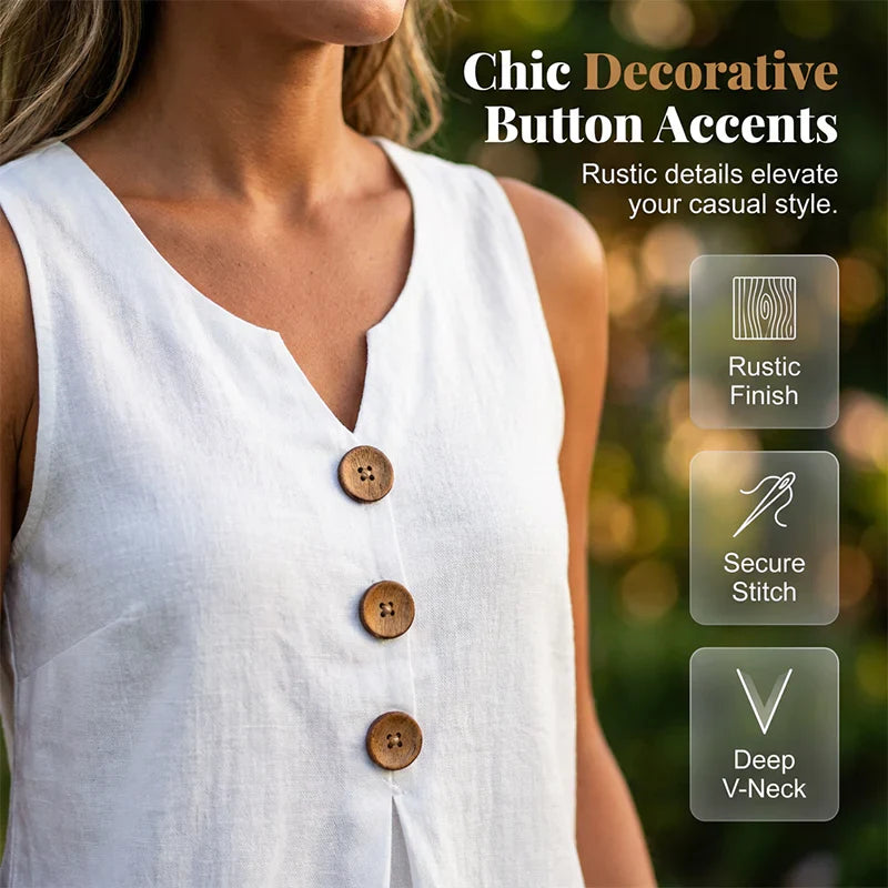 Patrizia Siliprandi™ Sleeveless V-Neck Vest for Effortless Summer Style