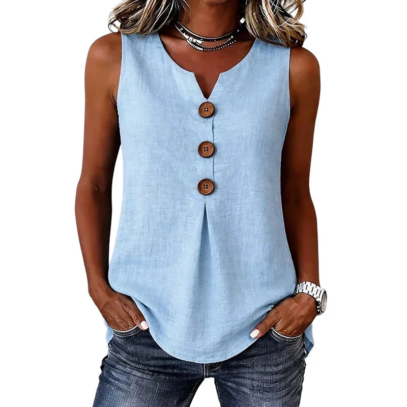 Patrizia Siliprandi™ Sleeveless V-Neck Vest for Effortless Summer Style