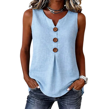 Patrizia Siliprandi™ Sleeveless V-Neck Vest for Effortless Summer Style