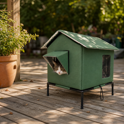PawNest™ Weatherproof Elevated Cat House for Cozy Winters