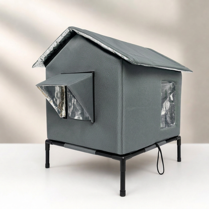 PawNest™ Weatherproof Elevated Cat House for Cozy Winters