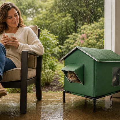 PawNest™ Weatherproof Elevated Cat House for Cozy Winters
