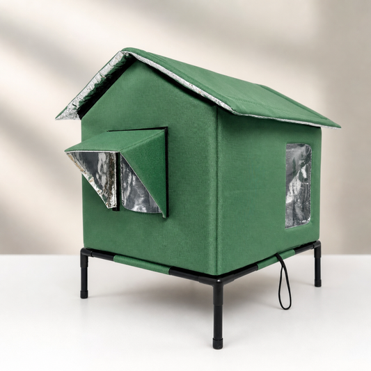 PawNest™ Weatherproof Elevated Cat House for Cozy Winters