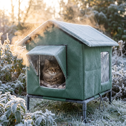 PawNest™ Weatherproof Elevated Cat House for Cozy Winters