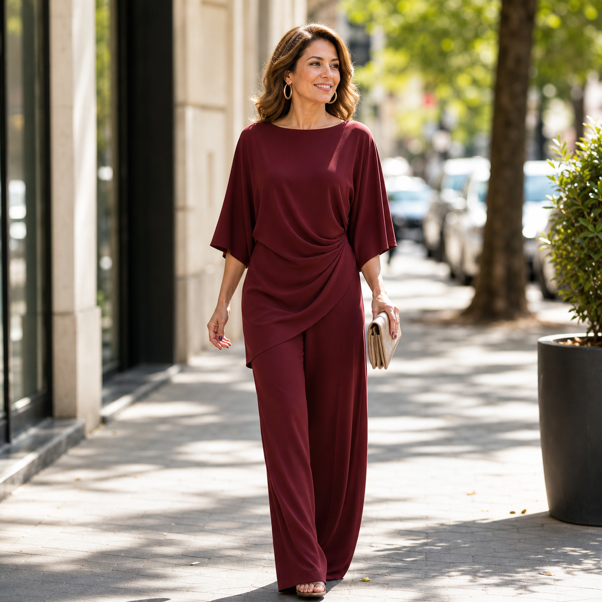 Pellegrina Cappelletti™ Elegant Draped Blouse and Wide-Leg Set