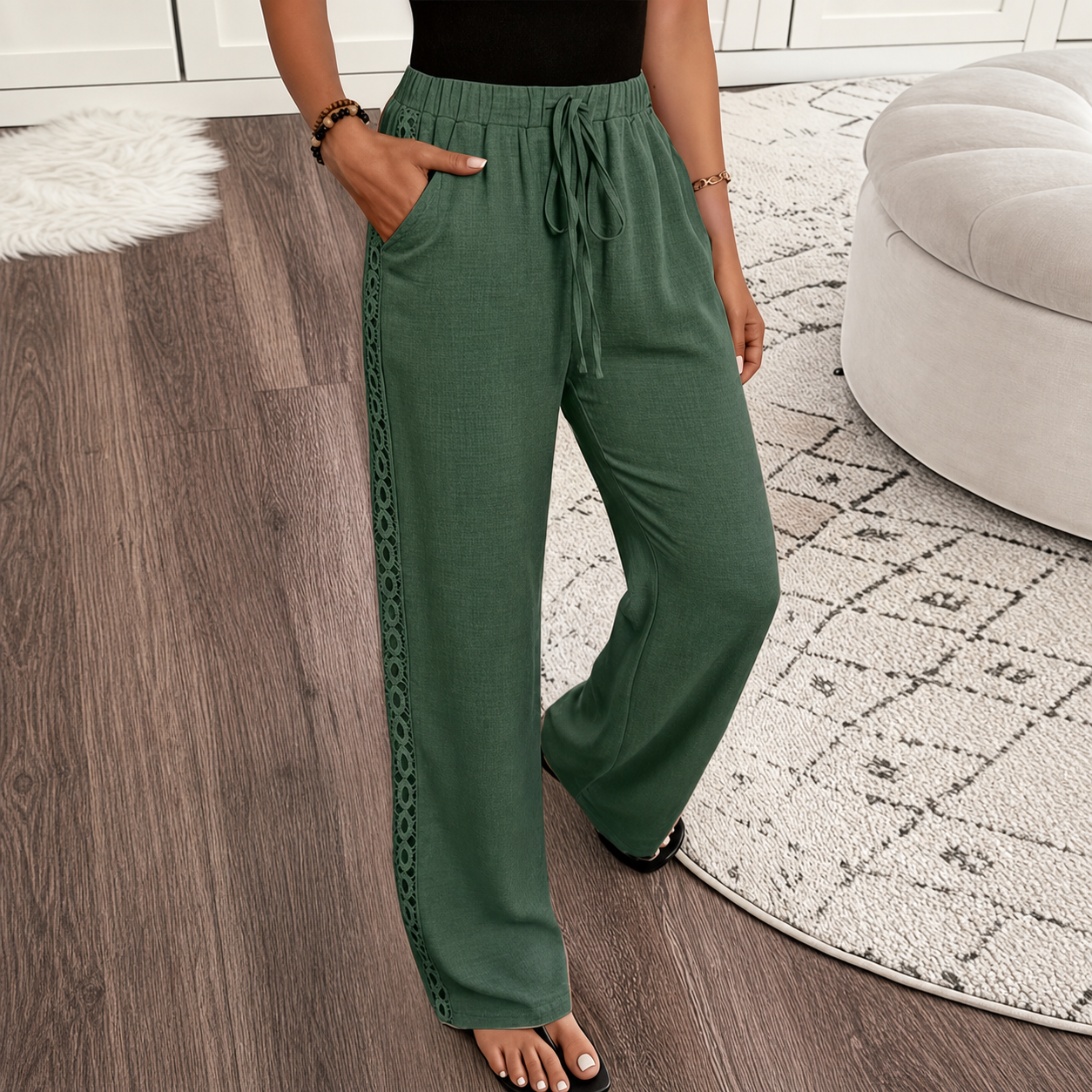 Placidia Tassoni™ Comfortable Straight Leg Pants for Casual Outings