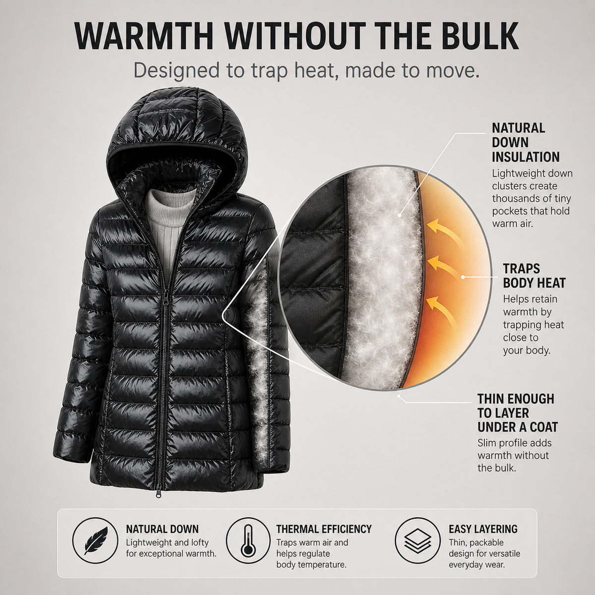 Plumessa™ Lightweight Down Jacket for Effortless Warmth