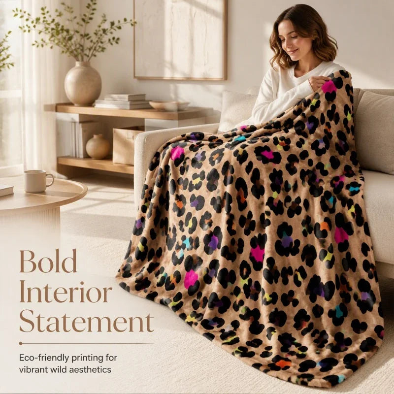 Plushara Soft Leopard Blanket - main product view of ultra soft leopard print blanket