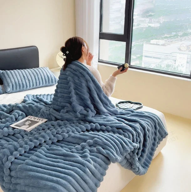 Plushella™ Cozy Rabbit Plush Blanket for Warm Evenings