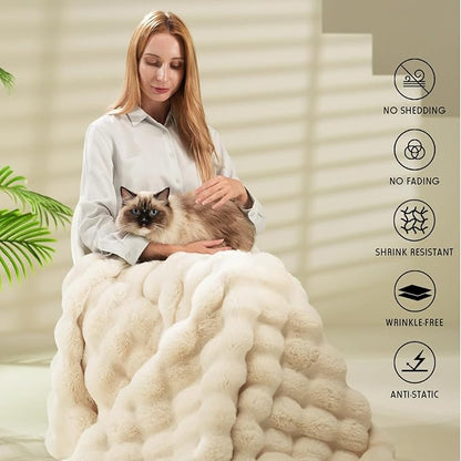 Plushella™ Cozy Rabbit Plush Blanket for Warm Evenings