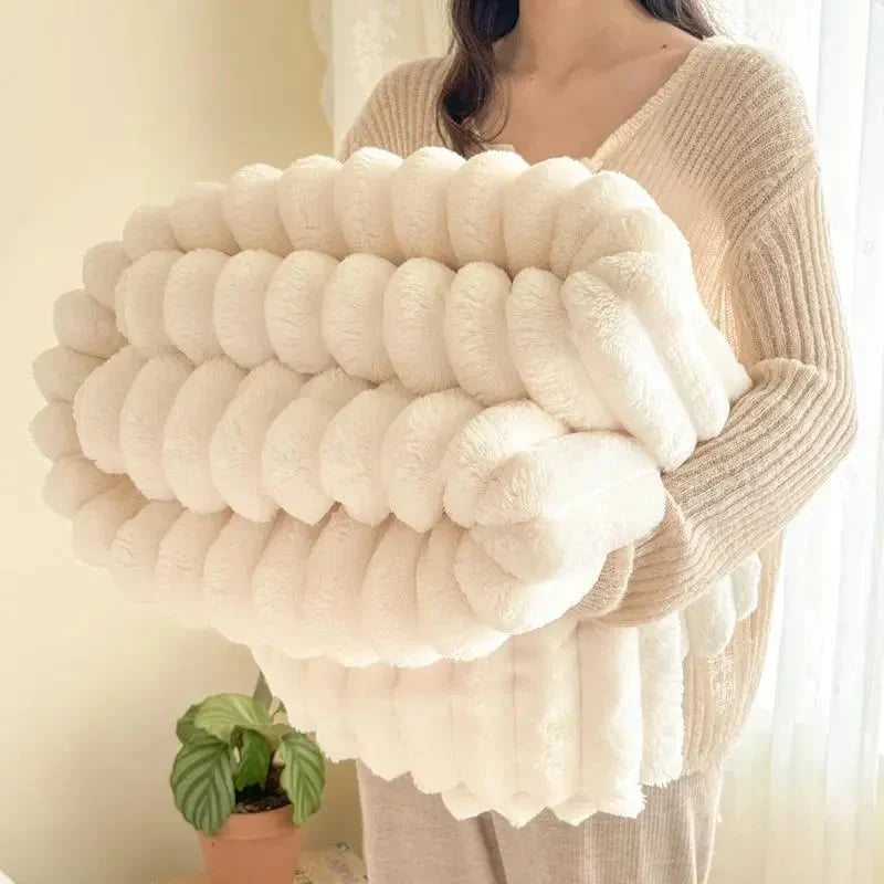 Plushella™ Cozy Rabbit Plush Blanket for Warm Evenings