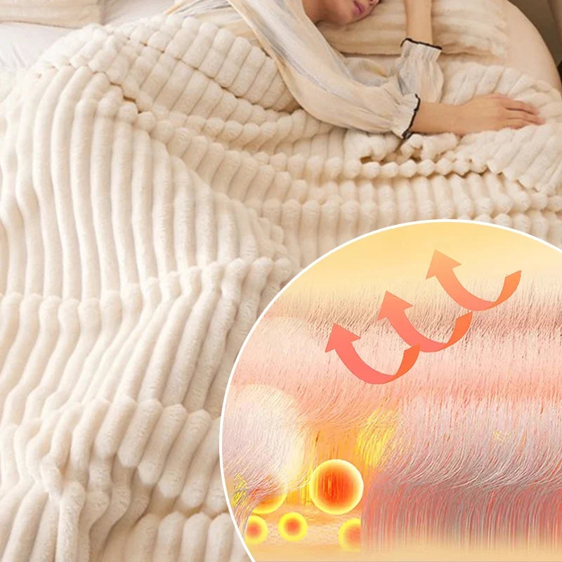 Plushella™ Cozy Rabbit Plush Blanket for Warm Evenings