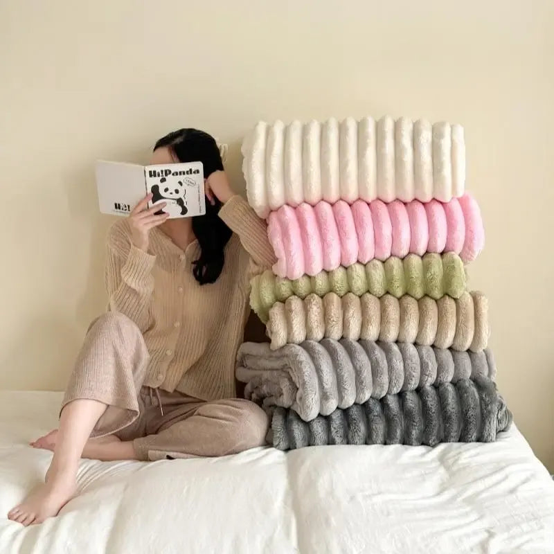 Plushella™ Cozy Rabbit Plush Blanket for Warm Evenings