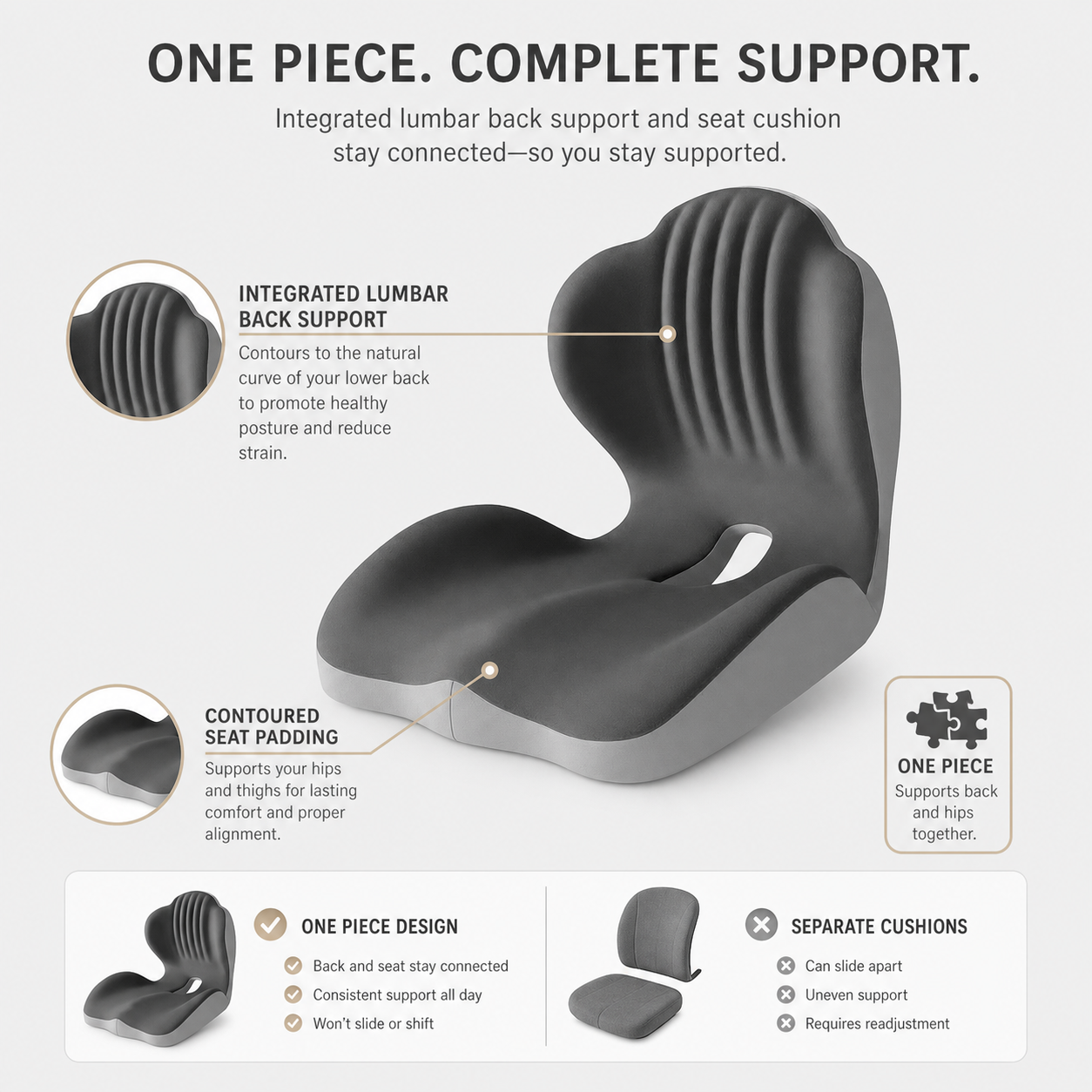 PostureFlow™ Supportive Seat Cushion for Pain-Free Sitting