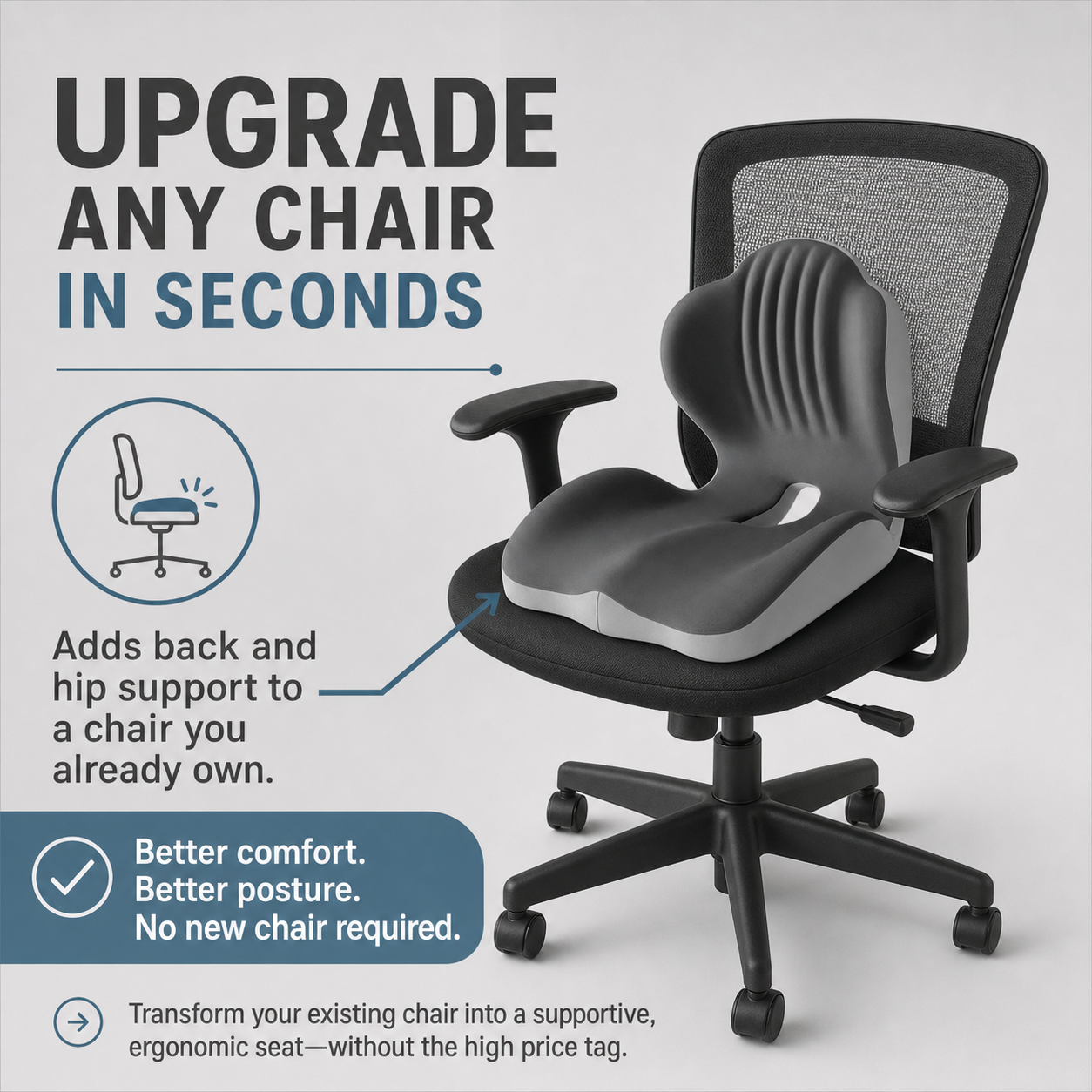 PostureFlow™ Supportive Seat Cushion for Pain-Free Sitting