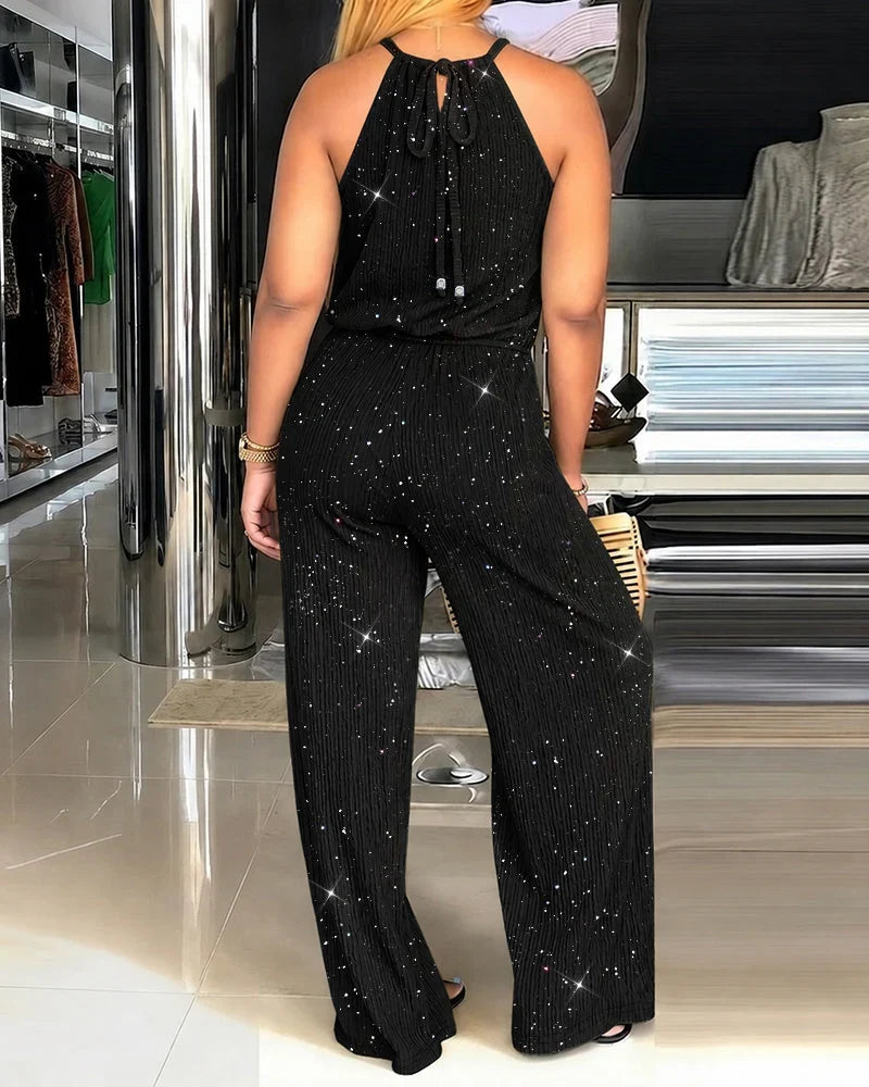 Raffaella Arcangeli™ Sparkling Wide Leg Jumpsuit for Effortless Elegance