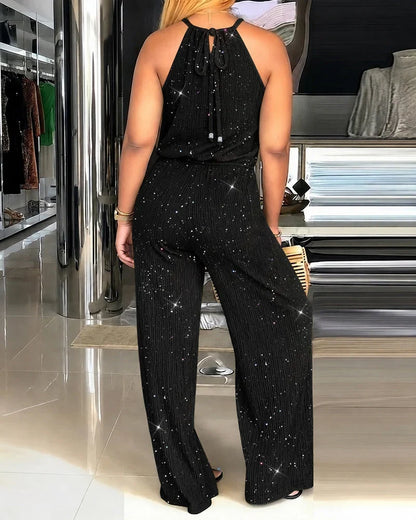 Raffaella Arcangeli™ Sparkling Wide Leg Jumpsuit for Effortless Elegance