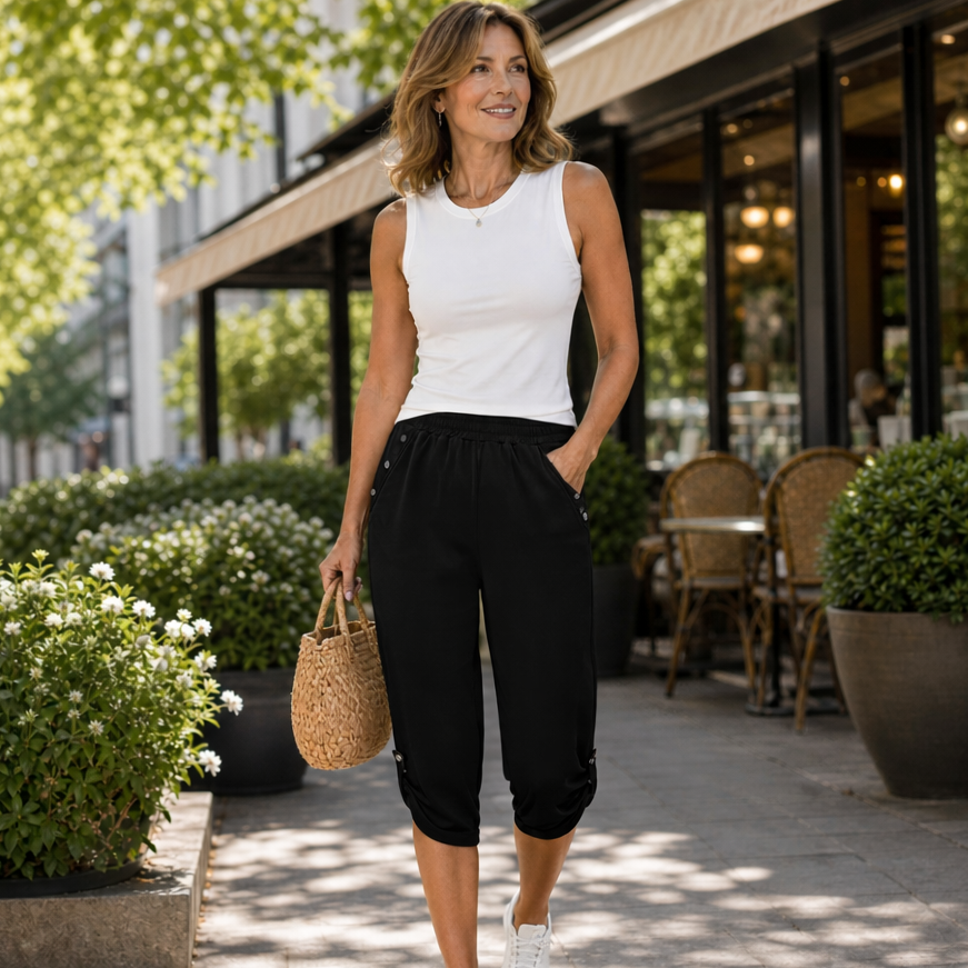 Raffaella Demarco™ Flattering Capri Pants with Soft Stretch Waist