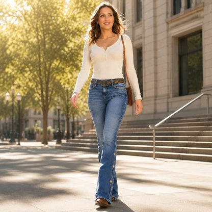 Rebecca Bertacchi™ High Waisted Flare Jeans for Everyday Style
